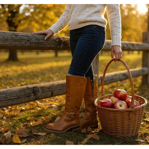 Vince Camuto Classic Casual LEATHER Ridding Knee High Boots SZ 7 M Cognac Brown